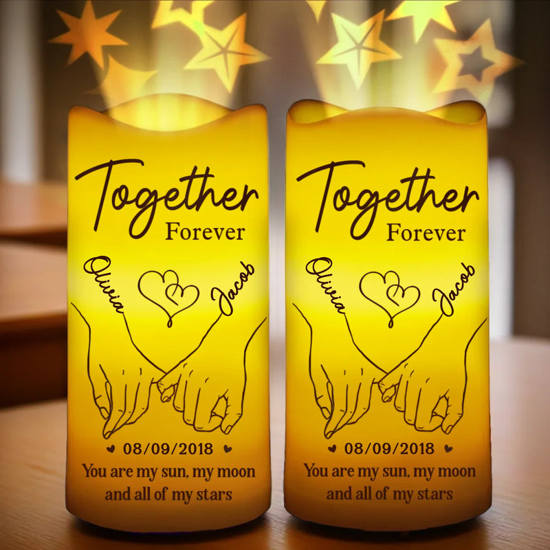 Our Love, Forever And Always - Couple Personalized Custom LED Projection Flameless Candle - Gift For Husband Wife, Anniversary