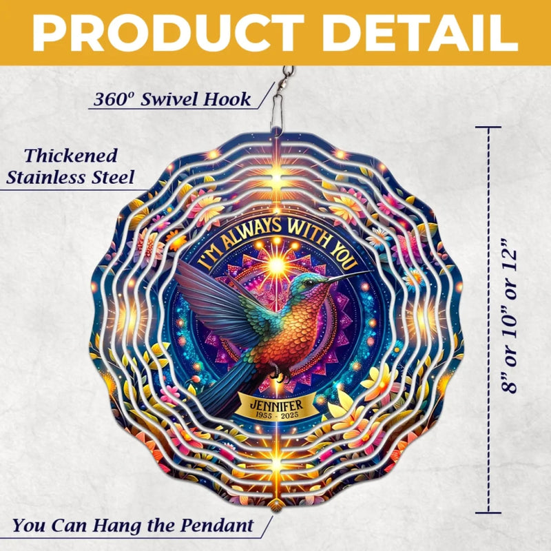 Angels Walk Beside Us Always - Memorial Personalized Custom Wind Spinner - Sympathy Gift For Family Members