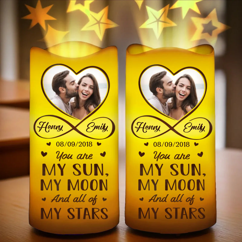 Custom Photo Forever In Love, Together Always - Couple Personalized Custom LED Projection Flameless Candle - Gift For Husband Wife, Anniversary
