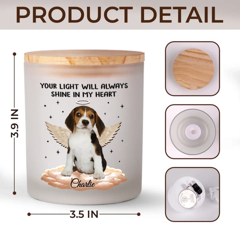 Custom Pet Photo Angel Dog Memorial Gifts - Personalized Glass Jar with LED Candle