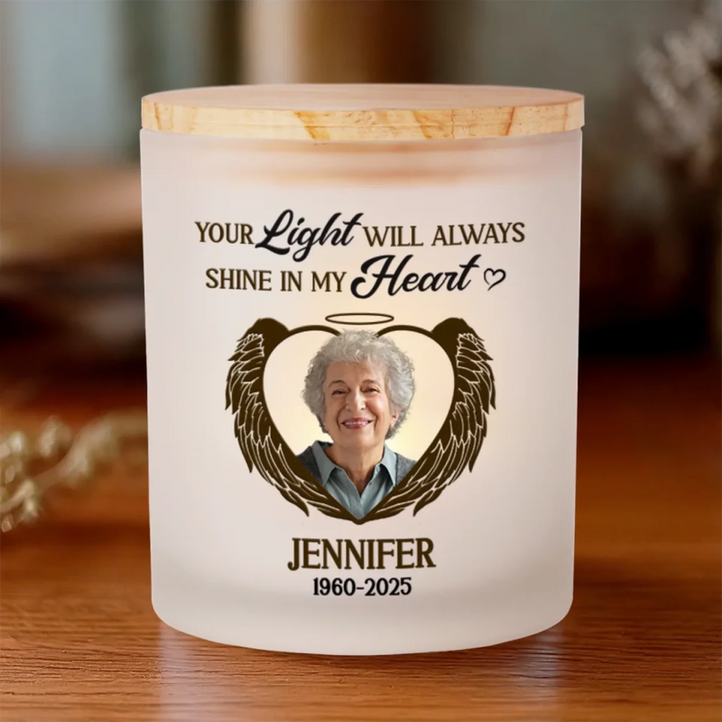 Custom Photo A Beautiful Soul, A Forever Glow - Memorial Personalized Custom Printed Glass Jar With LED Candle - Sympathy Gift For Family Members