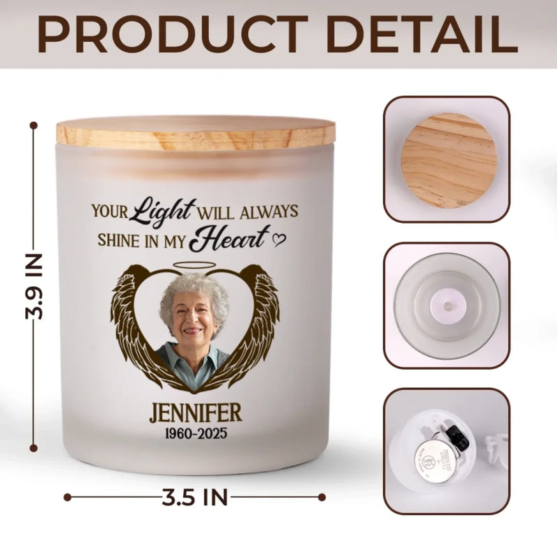 Custom Photo A Beautiful Soul, A Forever Glow - Memorial Personalized Custom Printed Glass Jar With LED Candle - Sympathy Gift For Family Members