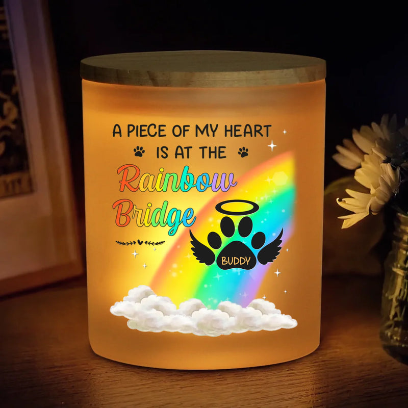 I Wish The Rainbow Bridge Had Visiting Hours - Memorial Personalized Custom Printed Glass Jar With LED Candle - Sympathy Gift For Pet Owners, Pet Lovers