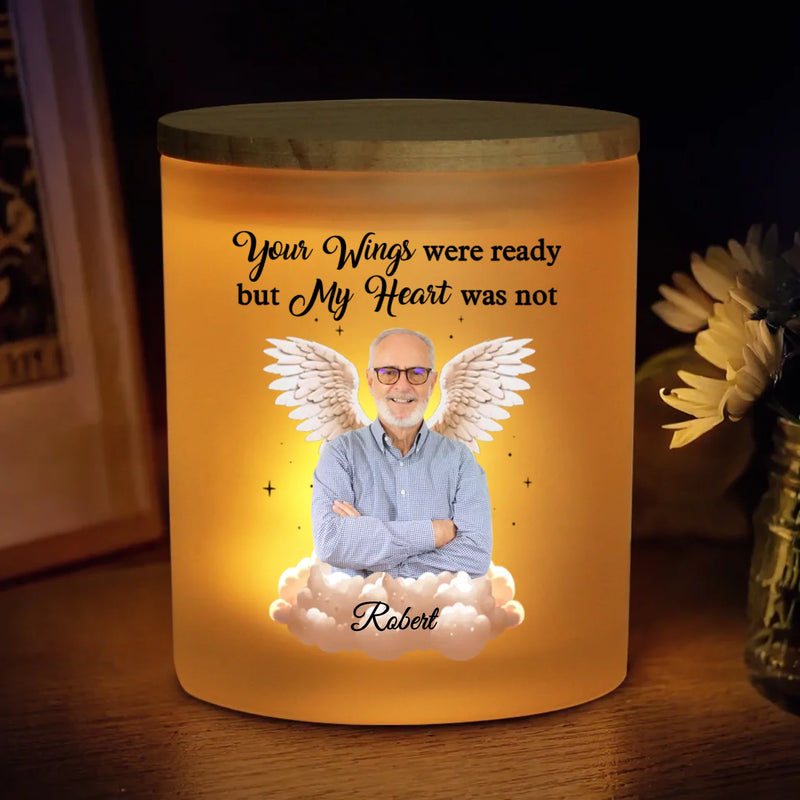 Custom Photo Your Light Will Always Shine In My Heart - Memorial Personalized Custom Printed Glass Jar With LED Candle - Sympathy Gift For Family Members