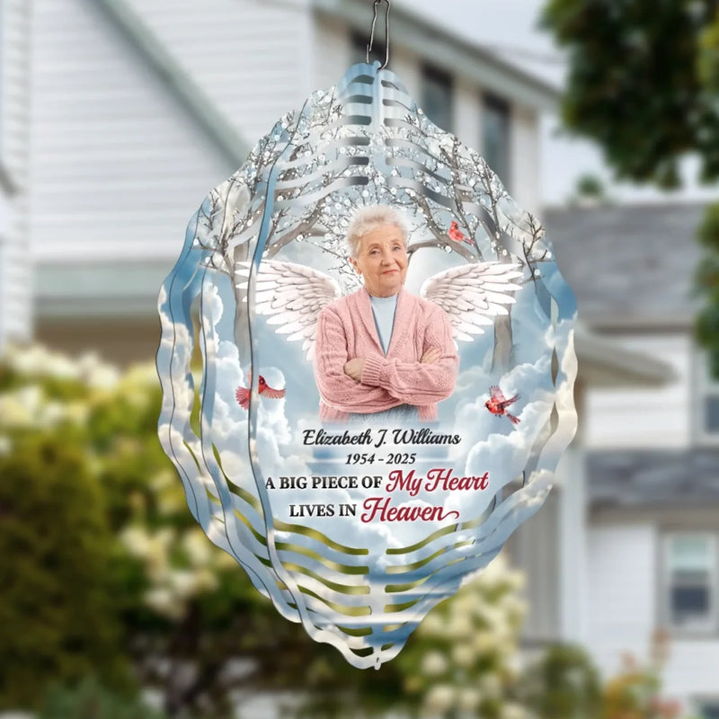 Custom Photo Forever Loved, Never Forgotten - Memorial Personalized Custom Wind Spinner - Sympathy Gift For Family Members