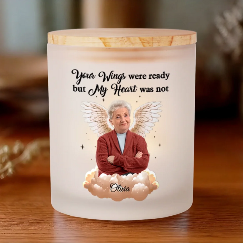 Custom Photo Your Light Will Always Shine In My Heart - Memorial Personalized Custom Printed Glass Jar With LED Candle - Sympathy Gift For Family Members
