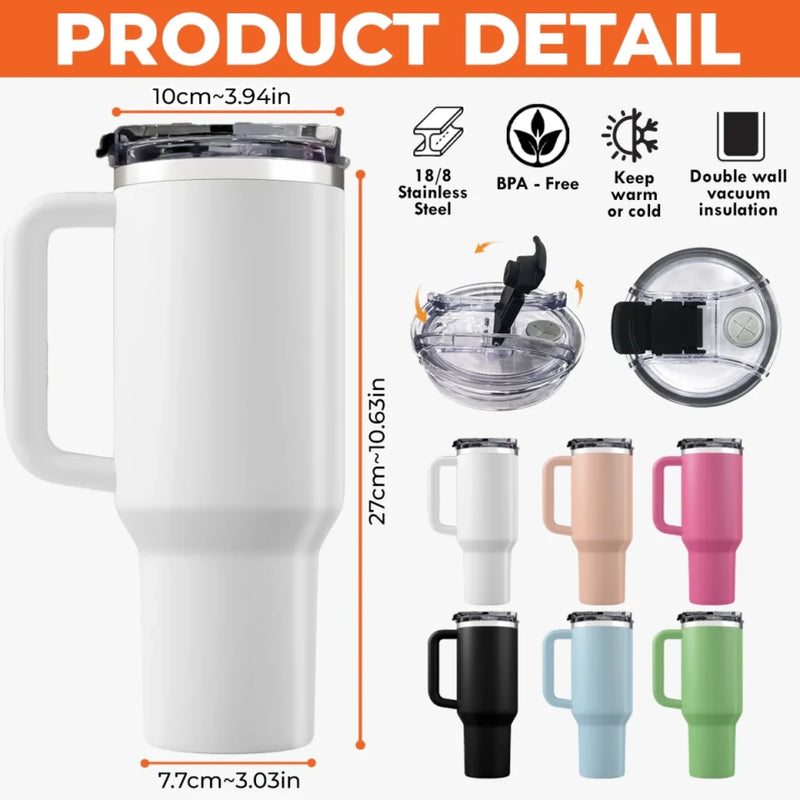 The Heart Of Our Family - Family Personalized Custom Engraved 40oz Tumbler With Handle - Father's Day, Gift For Dad, Grandpa