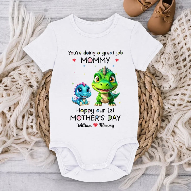 Custom Name Dinosaur Mother's Day Gifts for Mommy - Personalized Baby Onesies