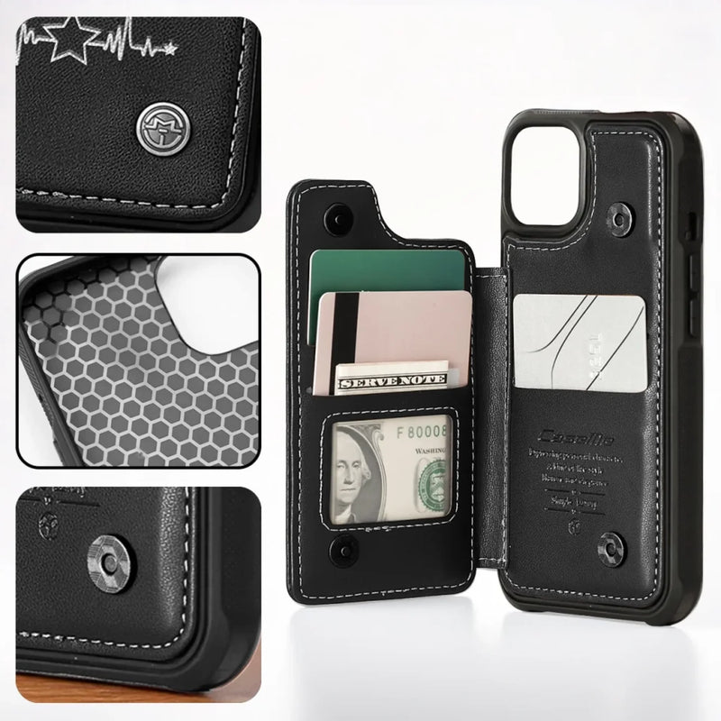My First Superhero - Family Personalized Custom Leather Flip Wallet Phone Case - Father's Day, Gift For Dad, Grandpa
