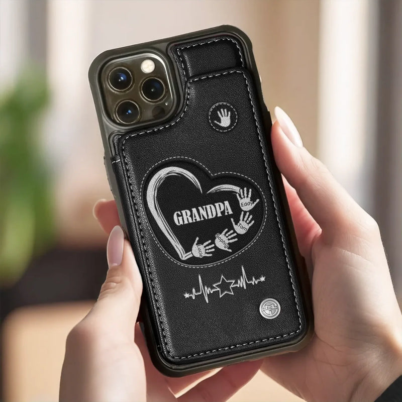 My First Superhero - Family Personalized Custom Leather Flip Wallet Phone Case - Father's Day, Gift For Dad, Grandpa