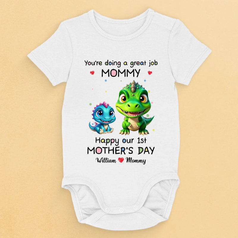 Custom Name Dinosaur Mother's Day Gifts for Mommy - Personalized Baby Onesies