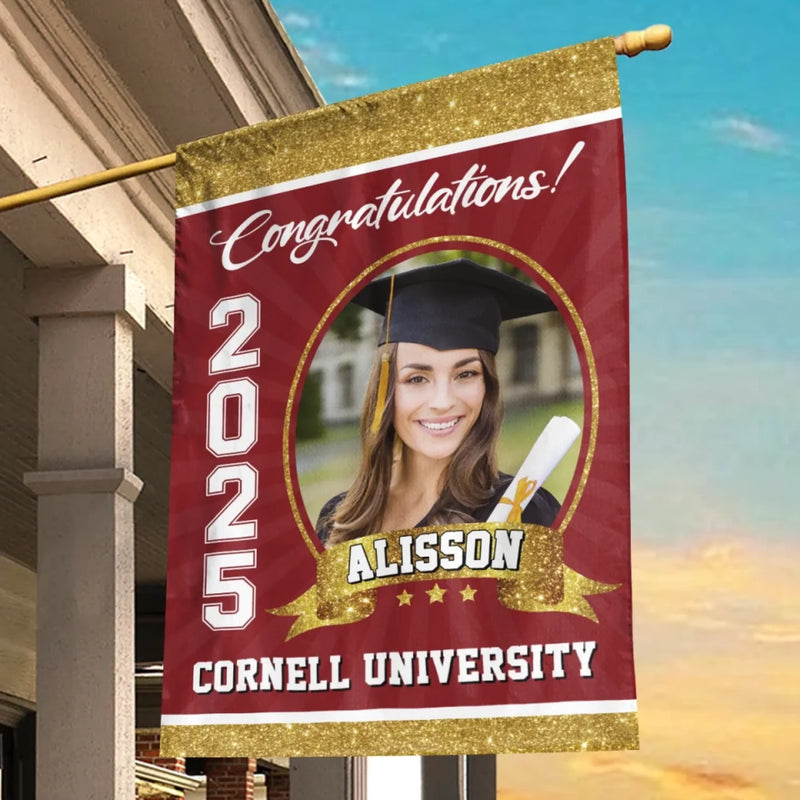 Custom Photo Graduation Gifts for College Graduates - Personalized Flag