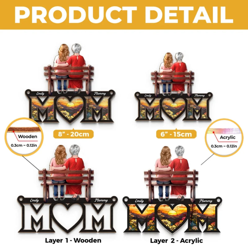 No Distance Can Break A Mother’s Love - Family Personalized Window Hanging Suncatcher Ornament - Mother's Day, Gift For Mom, Grandma