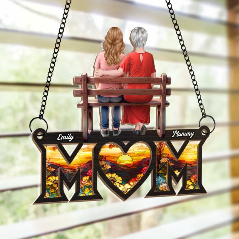 No Distance Can Break A Mother’s Love - Family Personalized Window Hanging Suncatcher Ornament - Mother's Day, Gift For Mom, Grandma