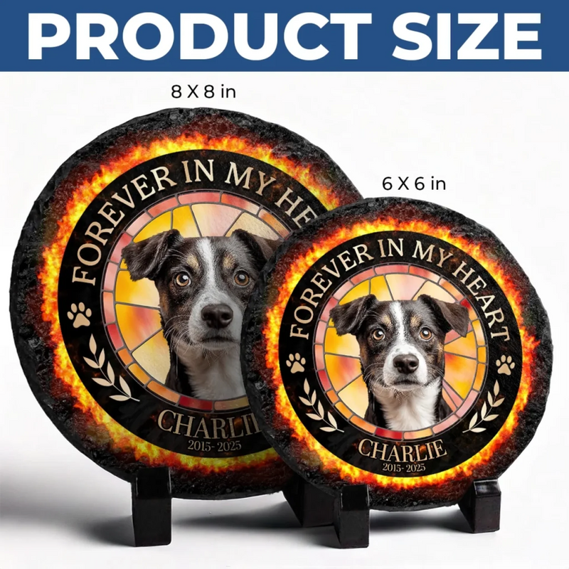 Custom Photo Forever My Fur Angel - Memorial Personalized Custom Round Shaped Stone With Stand - Sympathy Gift For Pet Owners, Pet Lovers