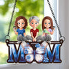 Love Makes A Family - Family Personalized Window Hanging Suncatcher Ornament - Mother's Day, Gift For Mom, Grandma