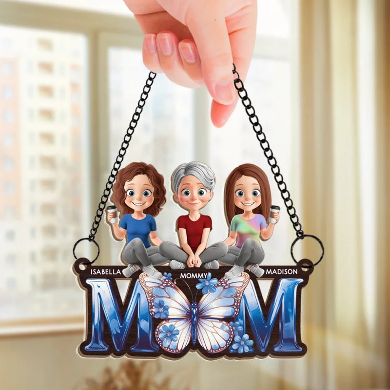 Love Makes A Family - Family Personalized Window Hanging Suncatcher Ornament - Mother's Day, Gift For Mom, Grandma