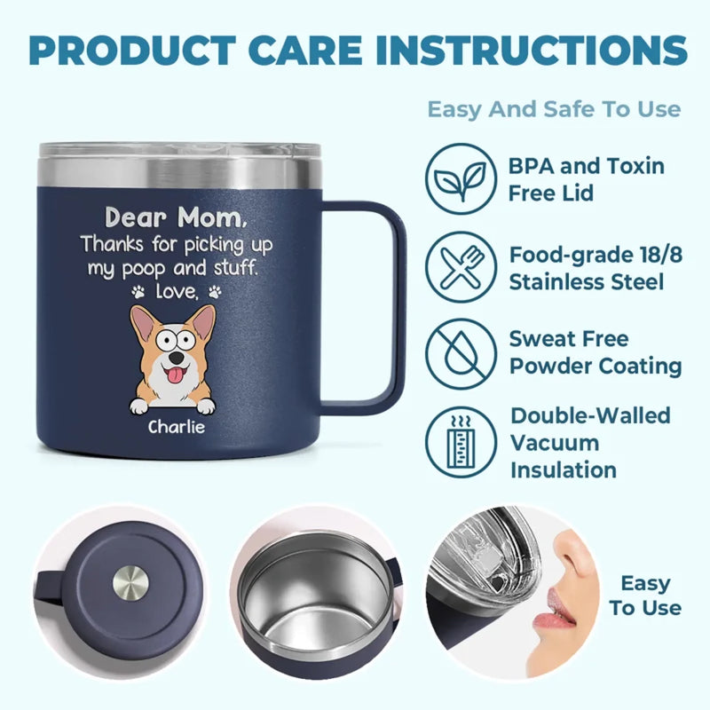 You’re Pawsome, Dad - Dog & Cat Personalized Custom 14oz Stainless Steel Tumbler With Handle - Gift For Pet Owners, Pet Lovers