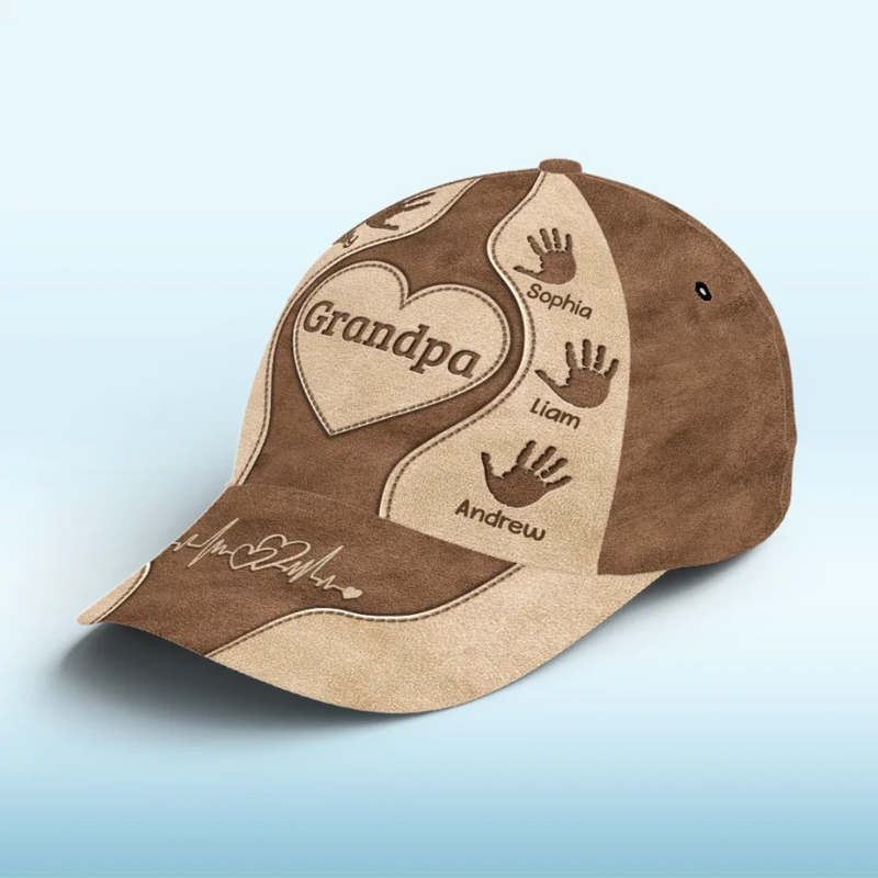 Grandpa’s Love, Forever In Our Hearts - Family Personalized Custom Hat, All Over Print Classic Cap - Father's Day, Gift For Dad, Grandpa