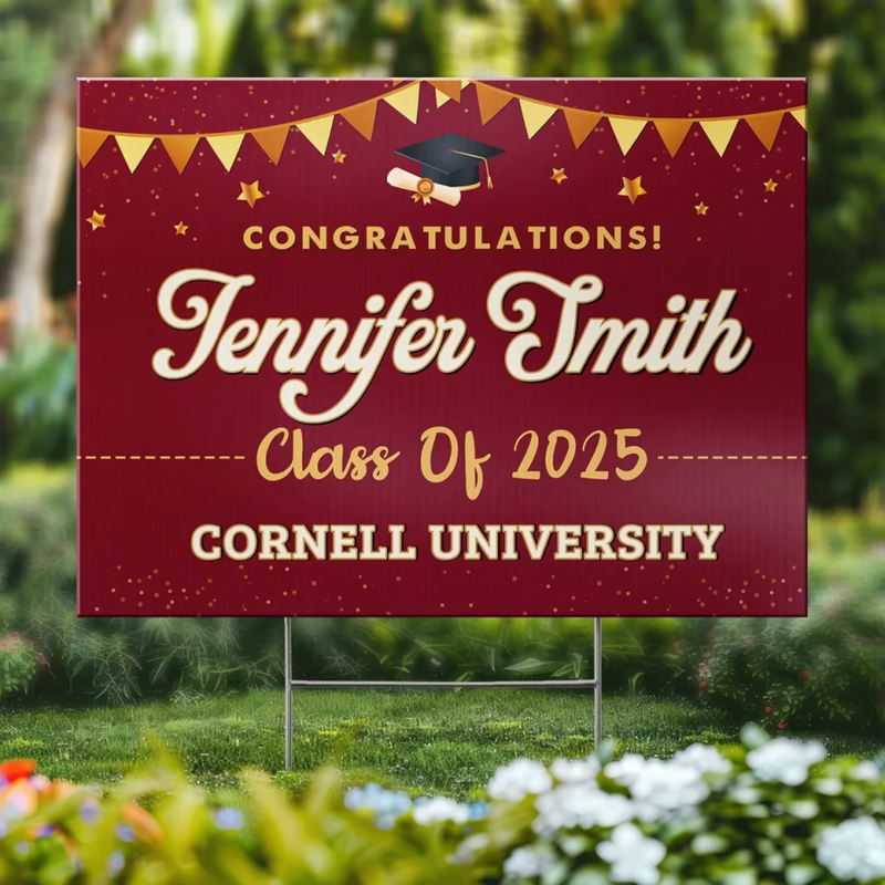 Custom Graduation Name and School Decor - Personalized Yard Sign