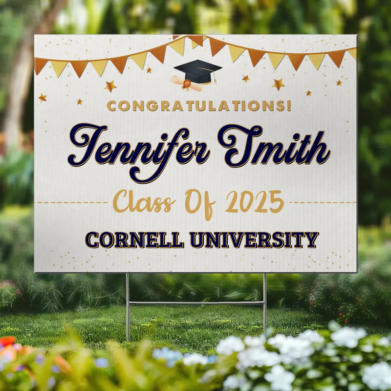 Custom Graduation Name and School Decor - Personalized Yard Sign
