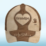 Custom Name Grandpa Heart Handprint Gifts - Personalized Classic Cap