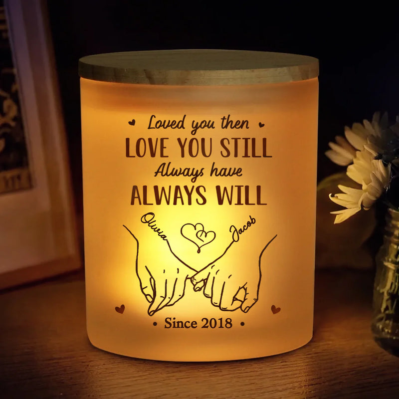 Custom Couple Love Anniversary Gift - Personalized Glass Jar with LED Candle