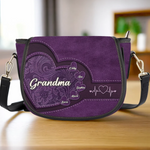 Custom Name Grandma Gifts for Grandmother - Personalized Leather Saddle Bag