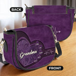Custom Name Grandma Gifts for Grandmother - Personalized Leather Saddle Bag