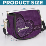 Custom Name Grandma Gifts for Grandmother - Personalized Leather Saddle Bag