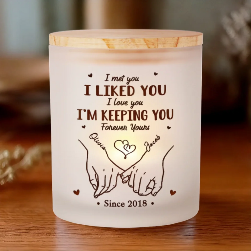 Custom Couple Love Anniversary Gift - Personalized Glass Jar with LED Candle