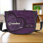 Custom Name Grandma Gifts for Grandmother - Personalized Leather Saddle Bag