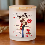 Custom Name Anniversary Gifts for Couples - Personalized Glass Jar with LED Candle