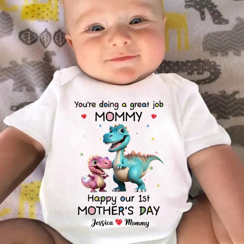 A Little Dino’s Big Love For Mommy - Family Personalized Custom Baby Onesie - Mother's Day, Baby Shower Gift, Gift For First Mom