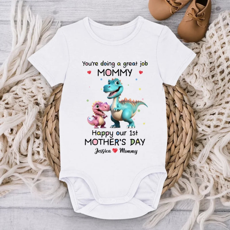 A Little Dino’s Big Love For Mommy - Family Personalized Custom Baby Onesie - Mother's Day, Baby Shower Gift, Gift For First Mom