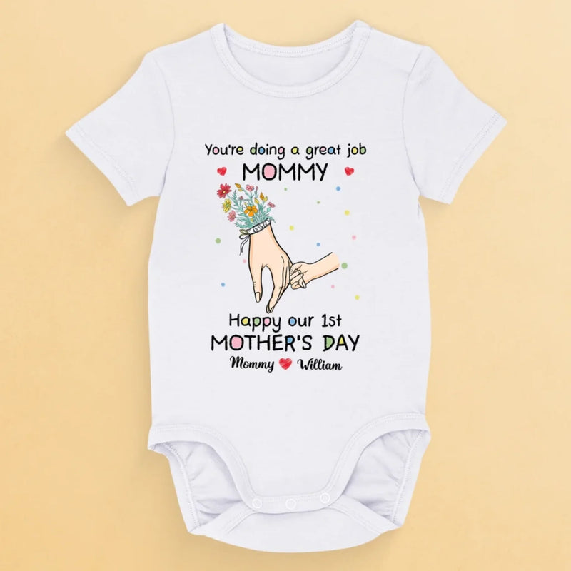 A Love As Pure As A Mother’s Touch - Family Personalized Custom Baby Onesie - Mother's Day, Baby Shower Gift, Gift For First Mom