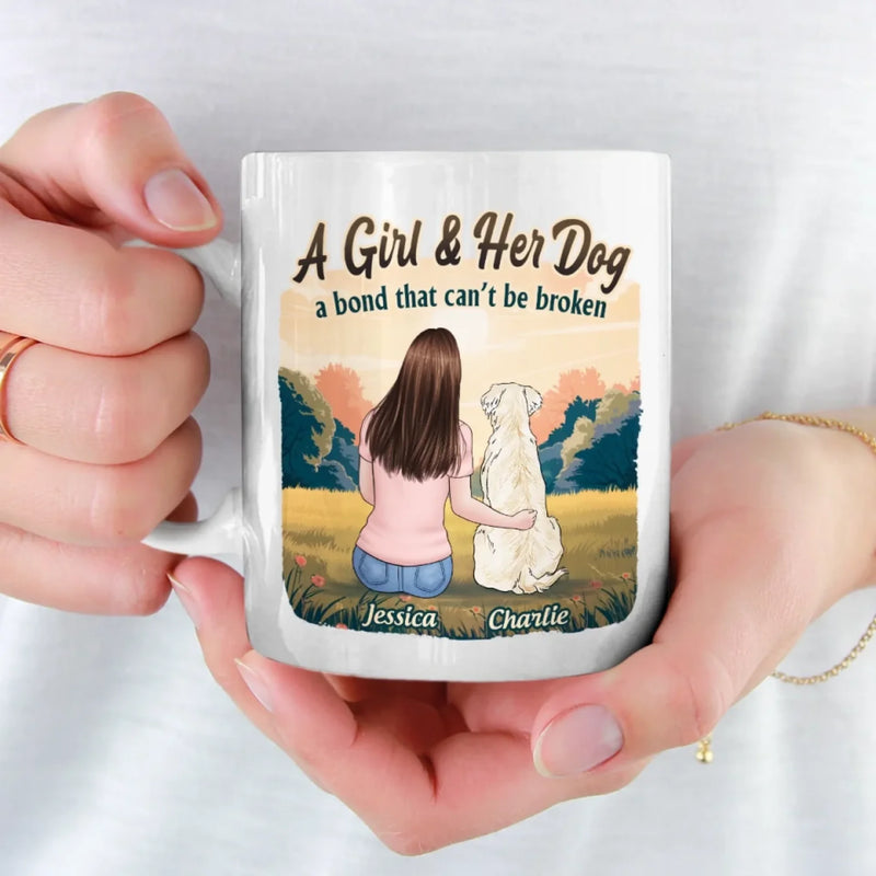 Custom Name Girl and Dog Gifts for Dog Lovers - Personalized Mug