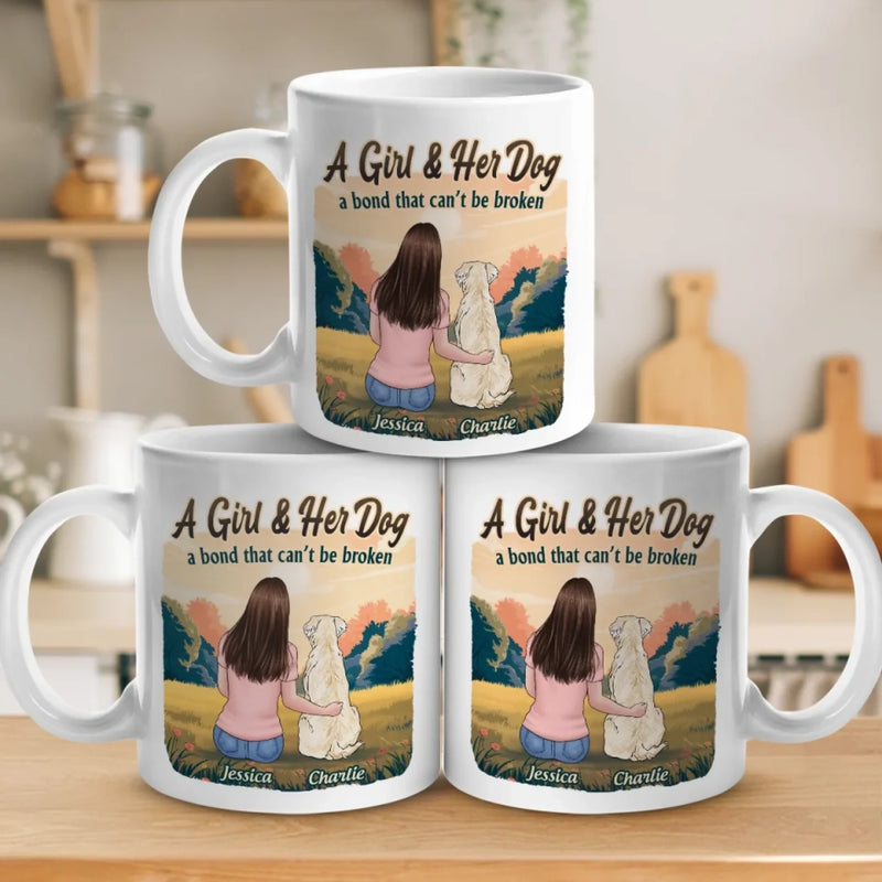 Custom Name Girl and Dog Gifts for Dog Lovers - Personalized Mug