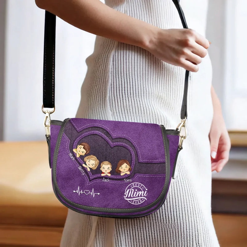 Custom Name Grandma Gifts for Women - Personalized Leather Saddle Bag