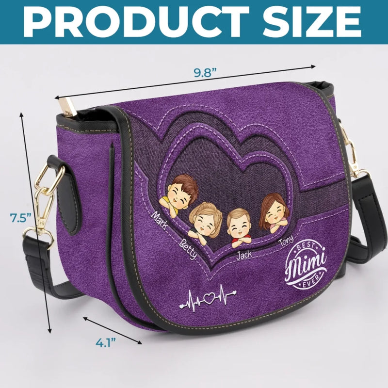 Custom Name Grandma Gifts for Women - Personalized Leather Saddle Bag