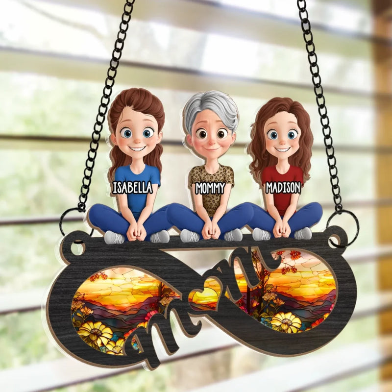 Mommy’s Love, Infinite As This Bond - Family Personalized Window Hanging Suncatcher Ornament - Mother's Day, Gift For Mom, Grandma