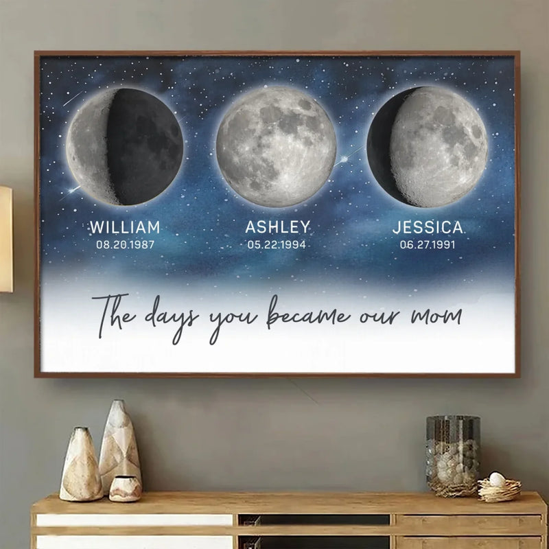 The Days You Became A Mom, Written In The Stars - Family Personalized Custom Horizontal Poster - Mother's Day, Gift For Mom
