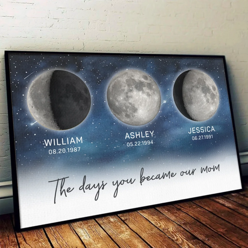 The Days You Became A Mom, Written In The Stars - Family Personalized Custom Horizontal Poster - Mother's Day, Gift For Mom