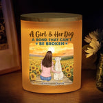 Custom Name Girl and Her Dog Gifts - Personalized Glass Jar with LED Candle