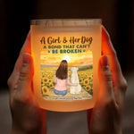 Custom Name Girl and Her Dog Gifts - Personalized Glass Jar with LED Candle