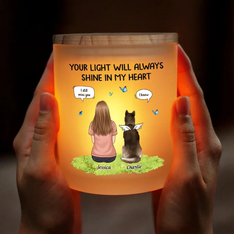 Faithful Friend, Eternal Love - Memorial Personalized Custom Printed Glass Jar With LED Candle - Sympathy Gift For Pet Owners, Pet Lovers
