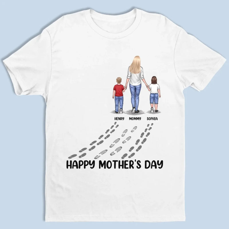 Following In Your Footsteps With Love & Gratitude -  Family Personalized Custom Unisex T-shirt, Premium T-shirt, Hoodie - Mother's Day Gift For Mom, Grandma