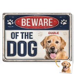 Custom Pet Photo Beware of the Dog Sign for Dog Lovers - Personalized Metal Sign