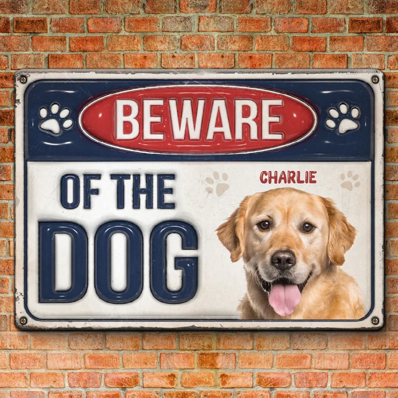 Custom Photo Step Inside If You Dare - Dog & Cat Personalized Custom 3D Inflated Effect Printed Home Decor Metal Sign - House Warming Gift For Pet Owners, Pet Lovers