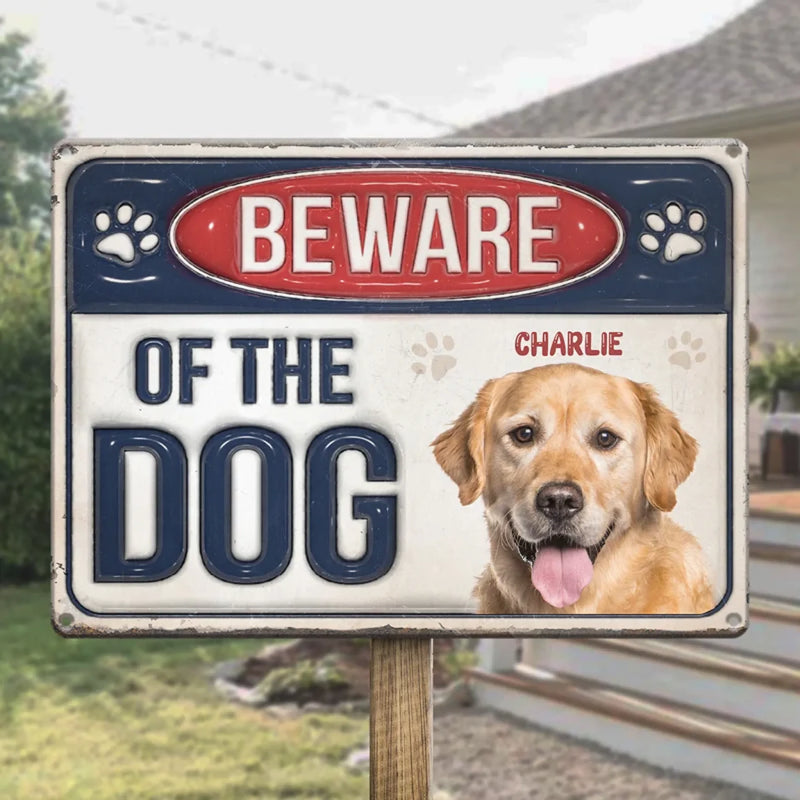 Custom Photo Step Inside If You Dare - Dog & Cat Personalized Custom 3D Inflated Effect Printed Home Decor Metal Sign - House Warming Gift For Pet Owners, Pet Lovers